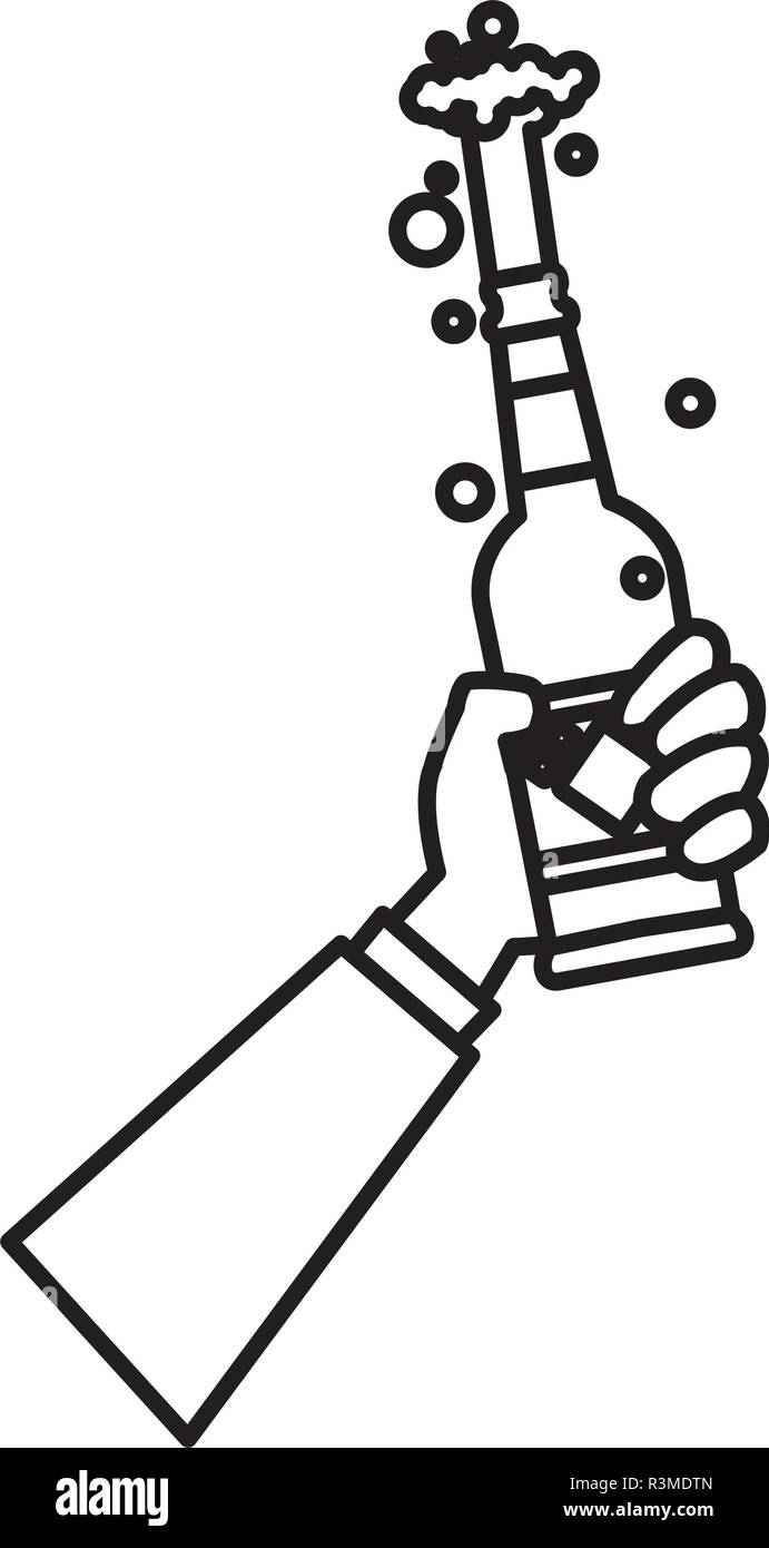 Hand eine Bierflasche auf weißem Hintergrund, Vector Illustration Stock Vektor