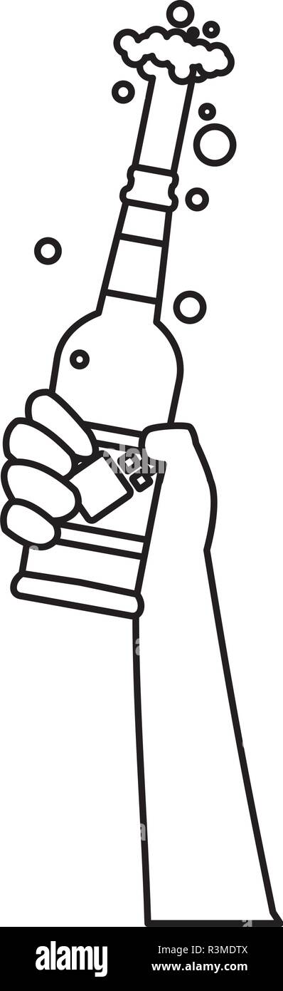 Hand eine Bierflasche auf weißem Hintergrund, Vector Illustration Stock Vektor