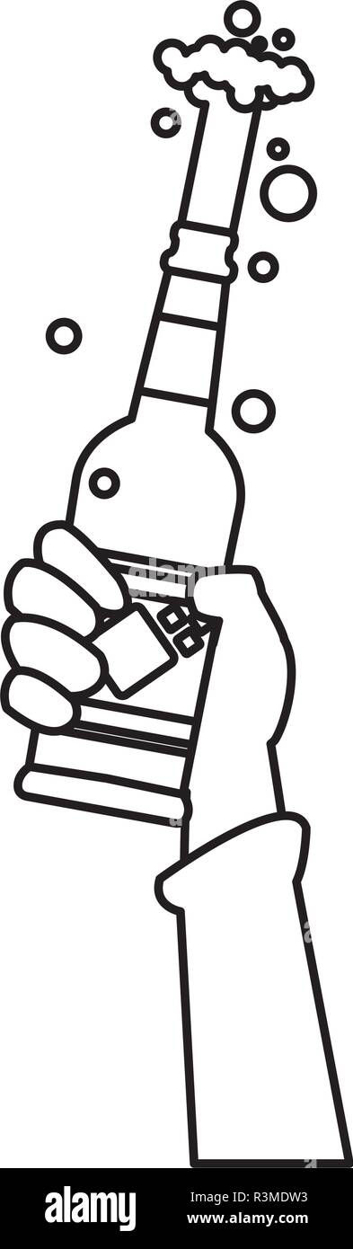 Hand eine Bierflasche auf weißem Hintergrund, Vector Illustration Stock Vektor