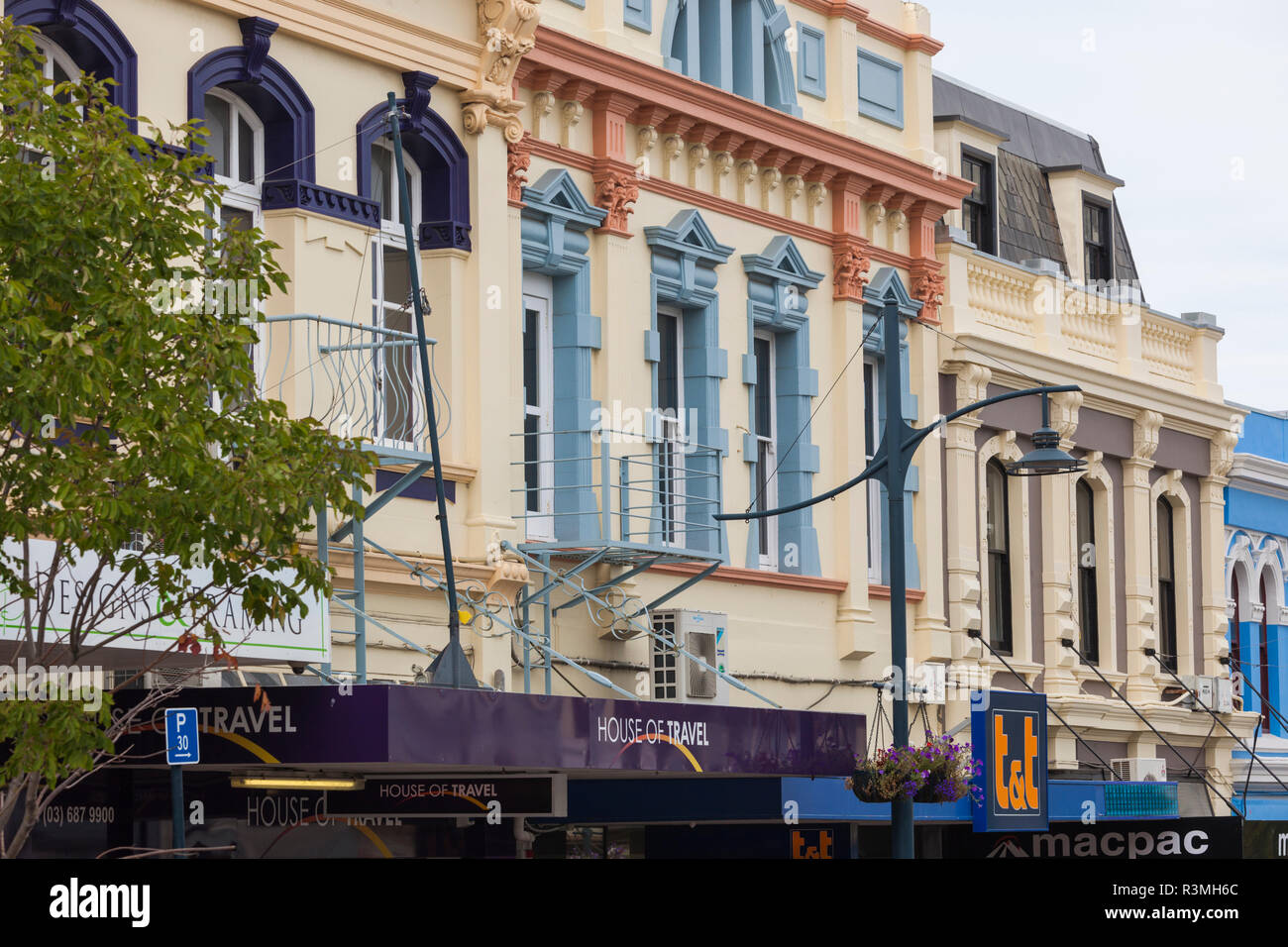 Neuseeland, Südinsel, Canterbury, Timaru, Gebäude entlang Stafford Street Stockfoto