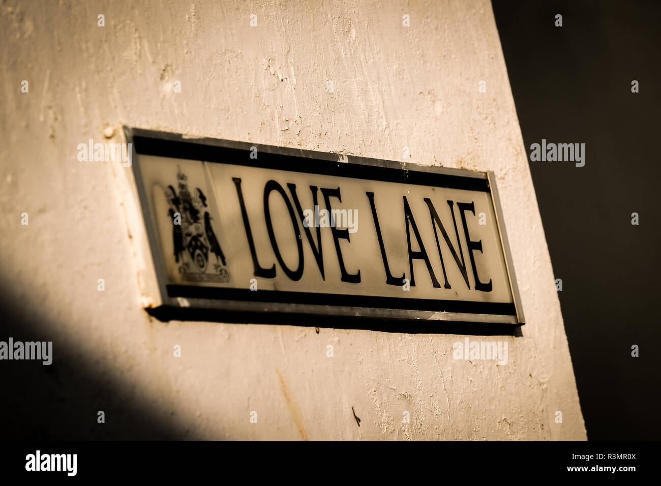 Street Sign For Love Lane in St. Ives, Cornwall. Stockfoto