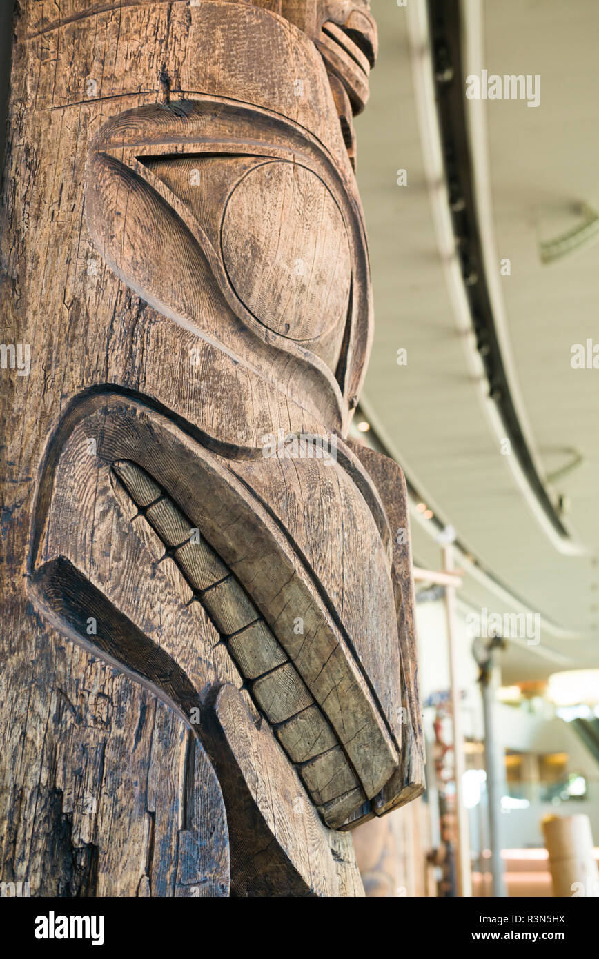 Kanada, Quebec, Hull-Gatineau, kanadischen Museum der Zivilisation, erste Nationen Totem Pole detail Stockfoto