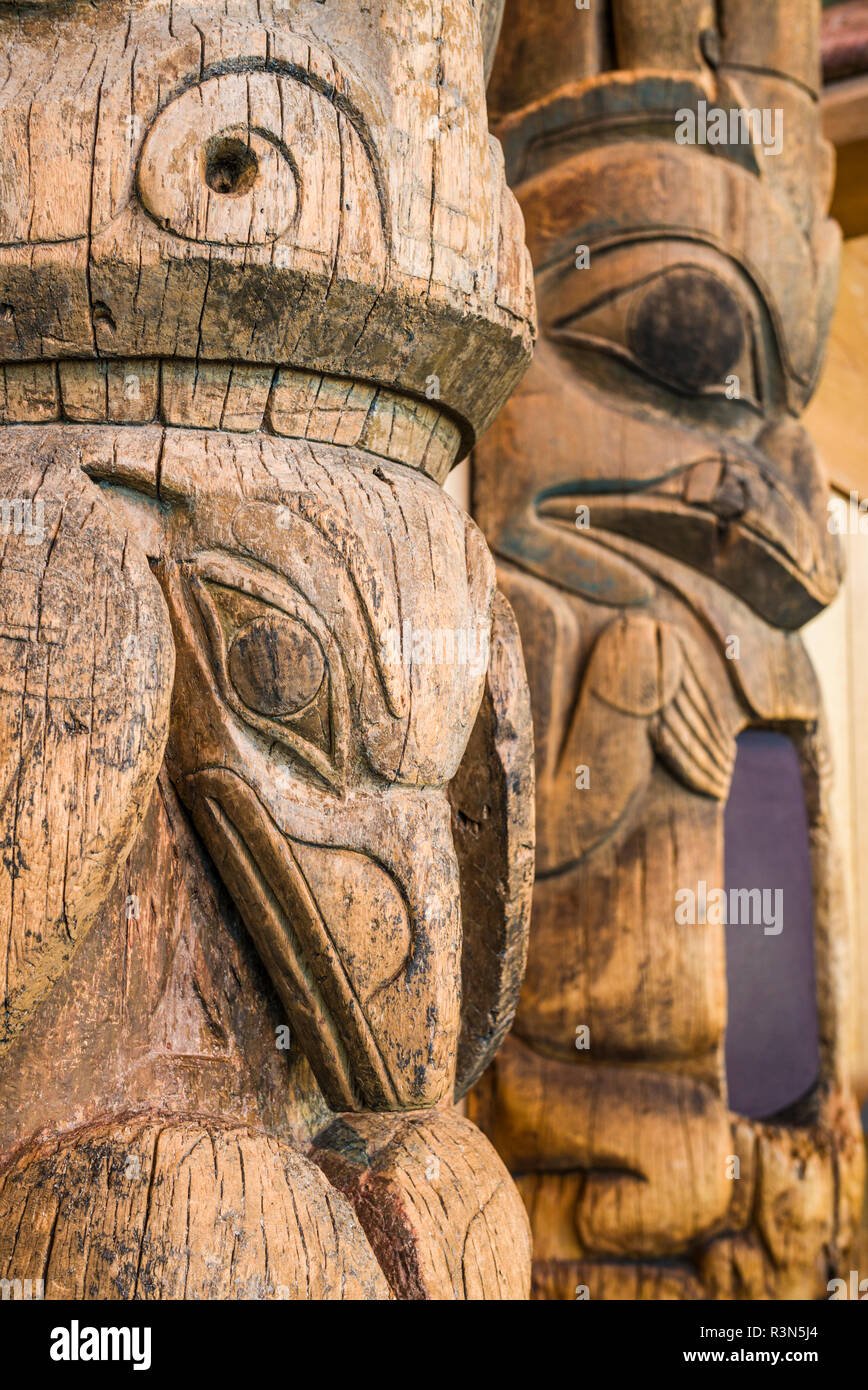 Kanada, Quebec, Hull-Gatineau, kanadischen Museum der Zivilisation, erste Nationen Totem Pole detail Stockfoto