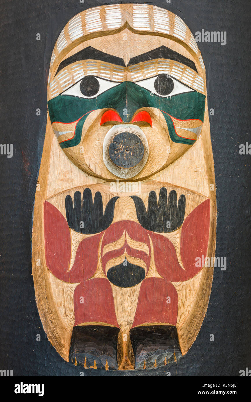 Kanada, Quebec, Hull-Gatineau, kanadischen Museum der Zivilisation, erste Nationen Totem Pole detail Stockfoto