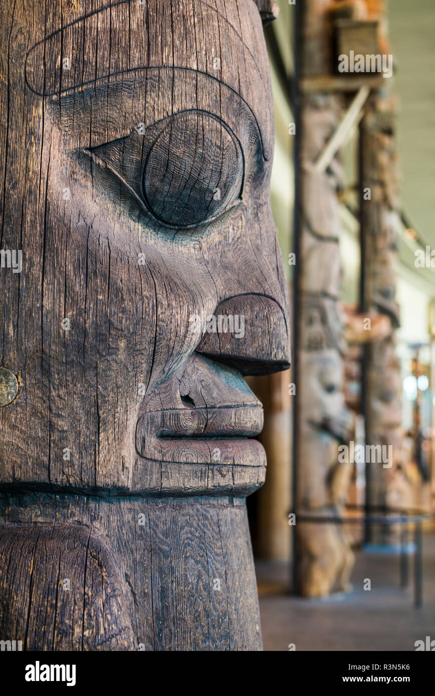 Kanada, Quebec, Hull-Gatineau, kanadischen Museum der Zivilisation, erste Nationen Totem Pole detail Stockfoto