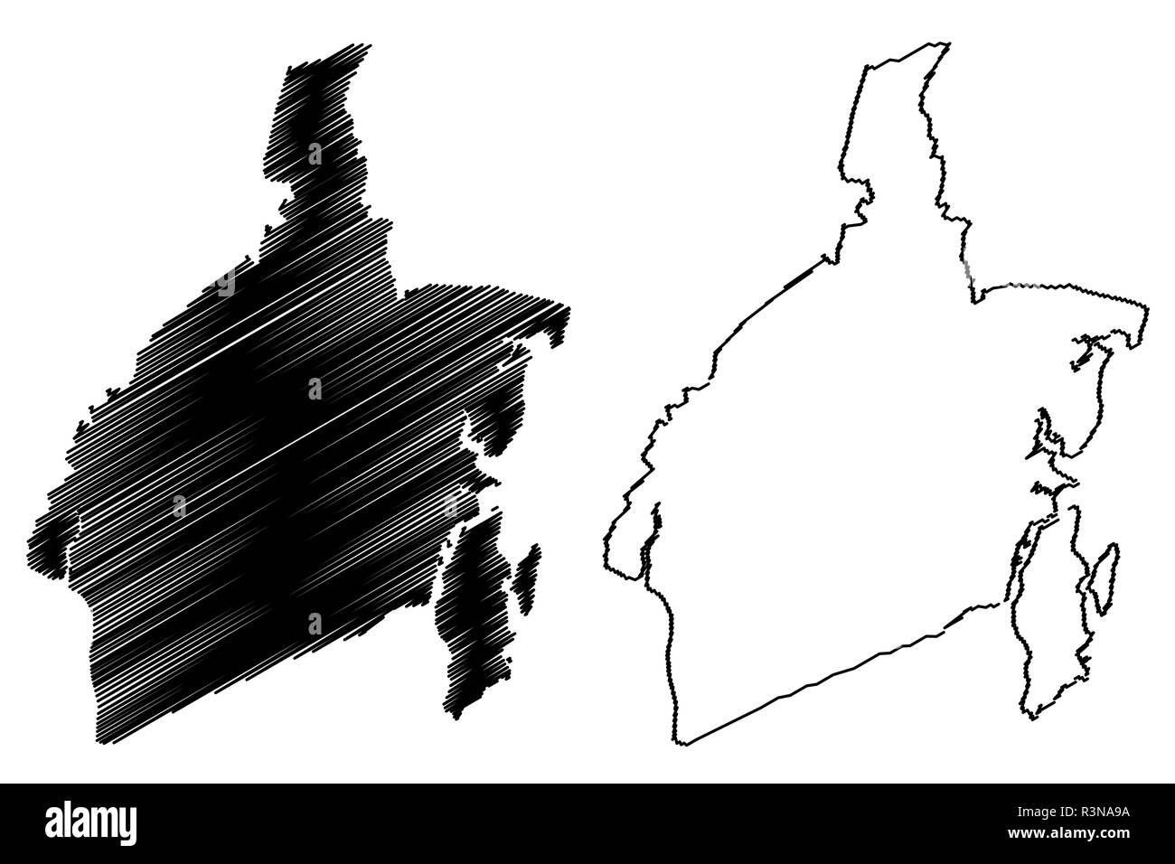 South Kalimantan (Unterteilungen von Indonesien, Provinzen Indonesiens) Karte Vektor-illustration, kritzeln Skizze South Kalimantan Karte Stock Vektor