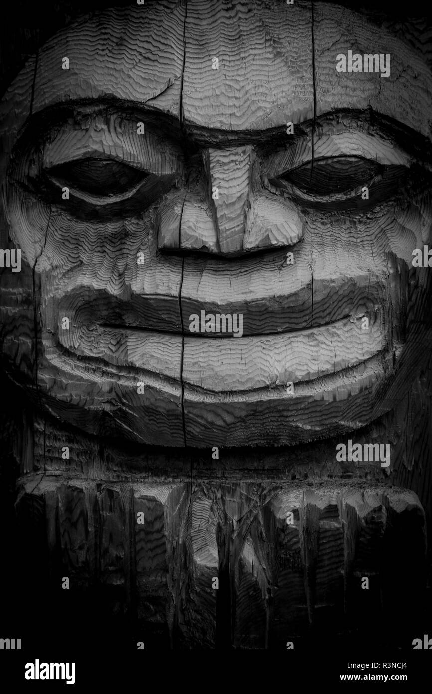 Kanada, British Columbia, Atlin. Schwarz und Weiß von totem Gesicht. Stockfoto