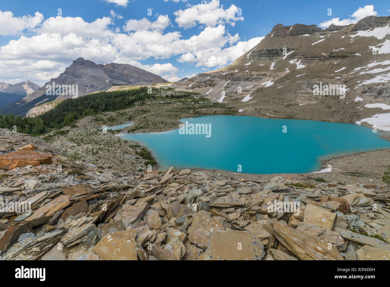 Kanada, British Columbia, East Kootenay Mountains. Jewel Seen und Berge. Stockfoto