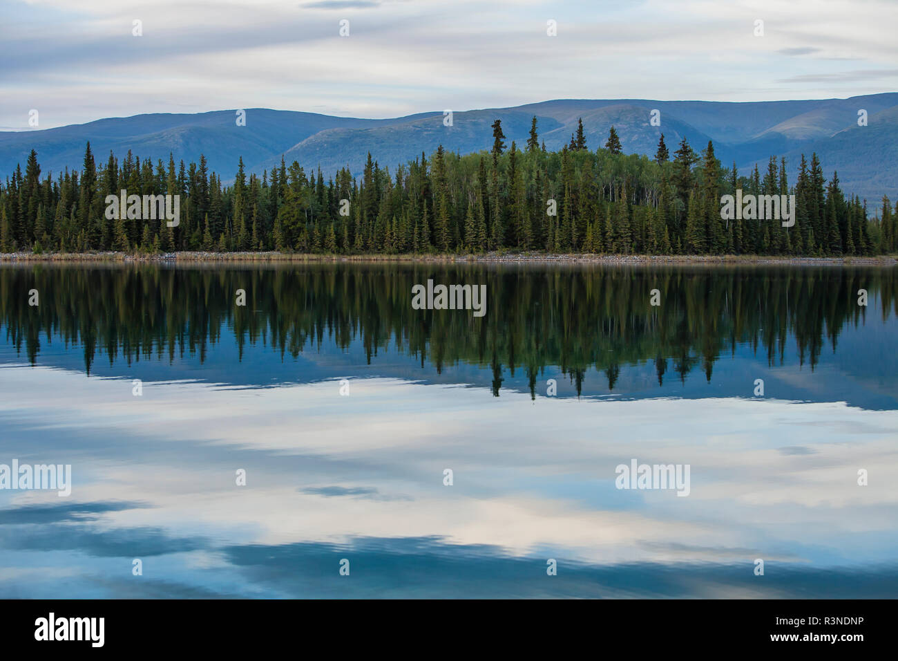 Kanada, British Columbia, Boya Lake Provincial Park. Boya Lake Reflexion Stockfoto