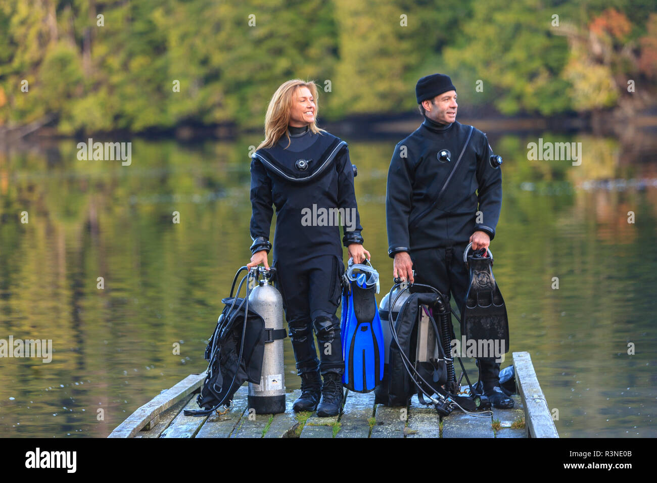 Taucher, Browning Passage, North Vancouver Island, British Columbia, Kanada (MR) Stockfoto