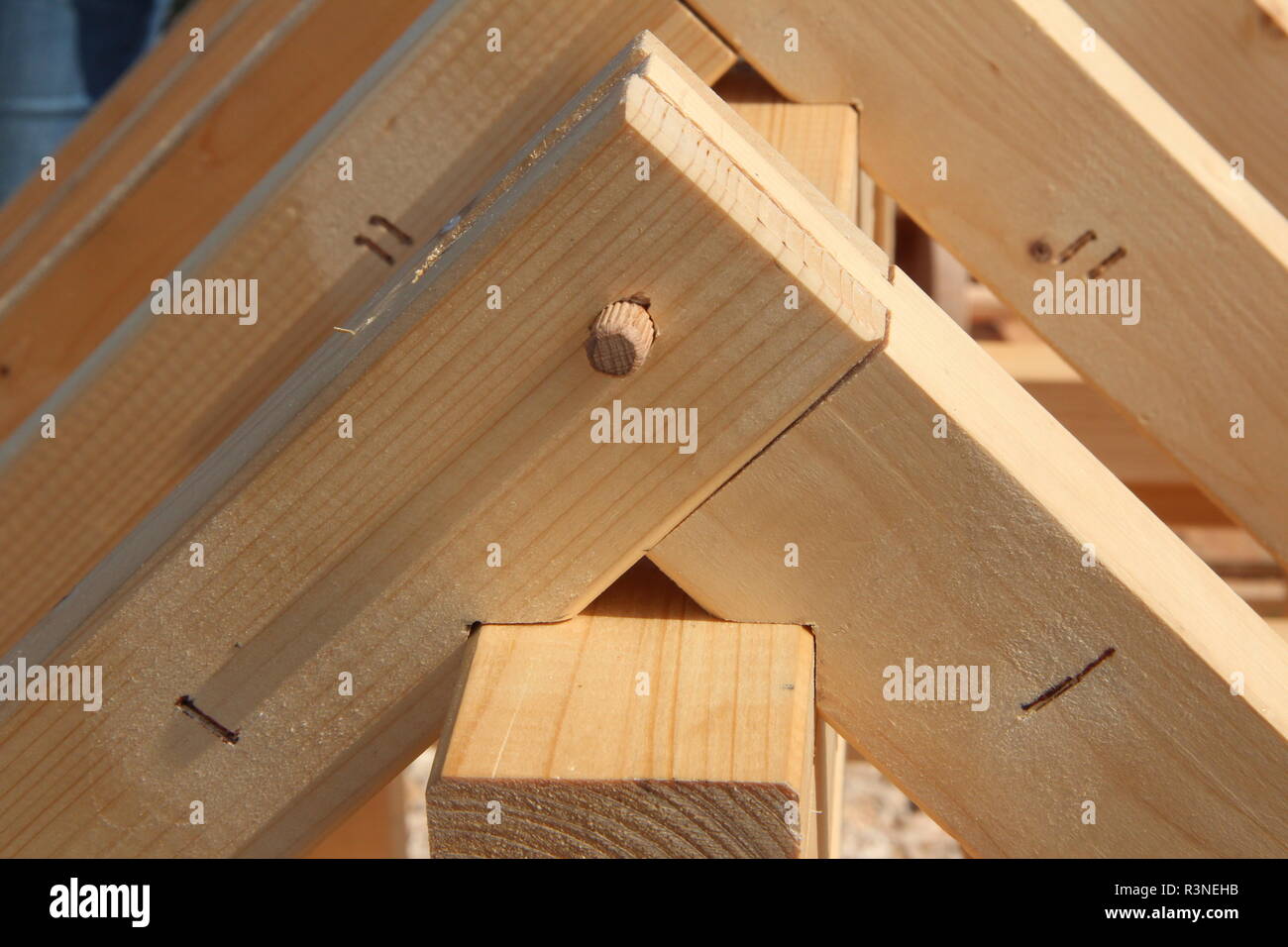 Verbindungen im Holzbau Stockfoto