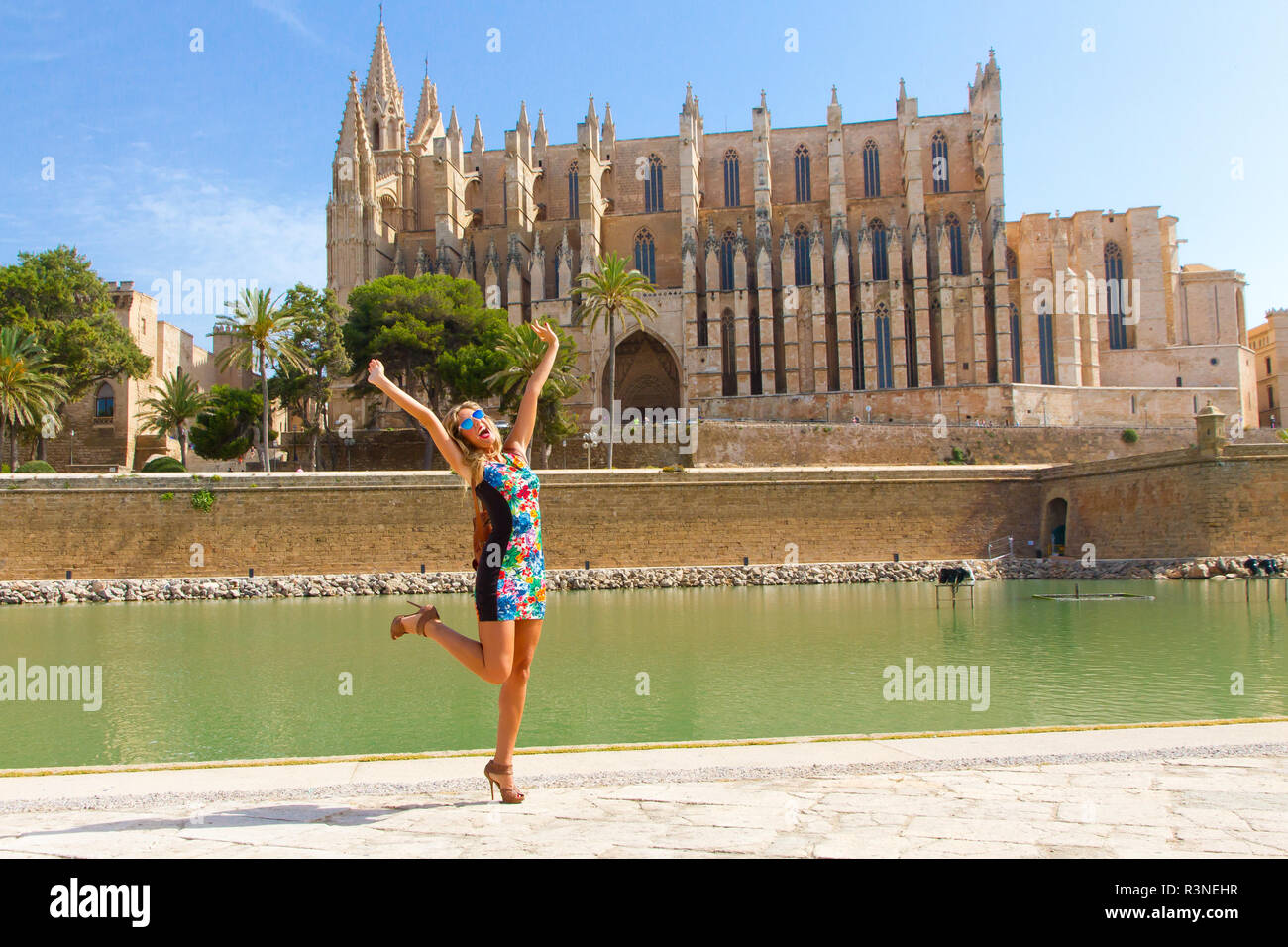 Junge Frau auf Mallorca Stockfoto