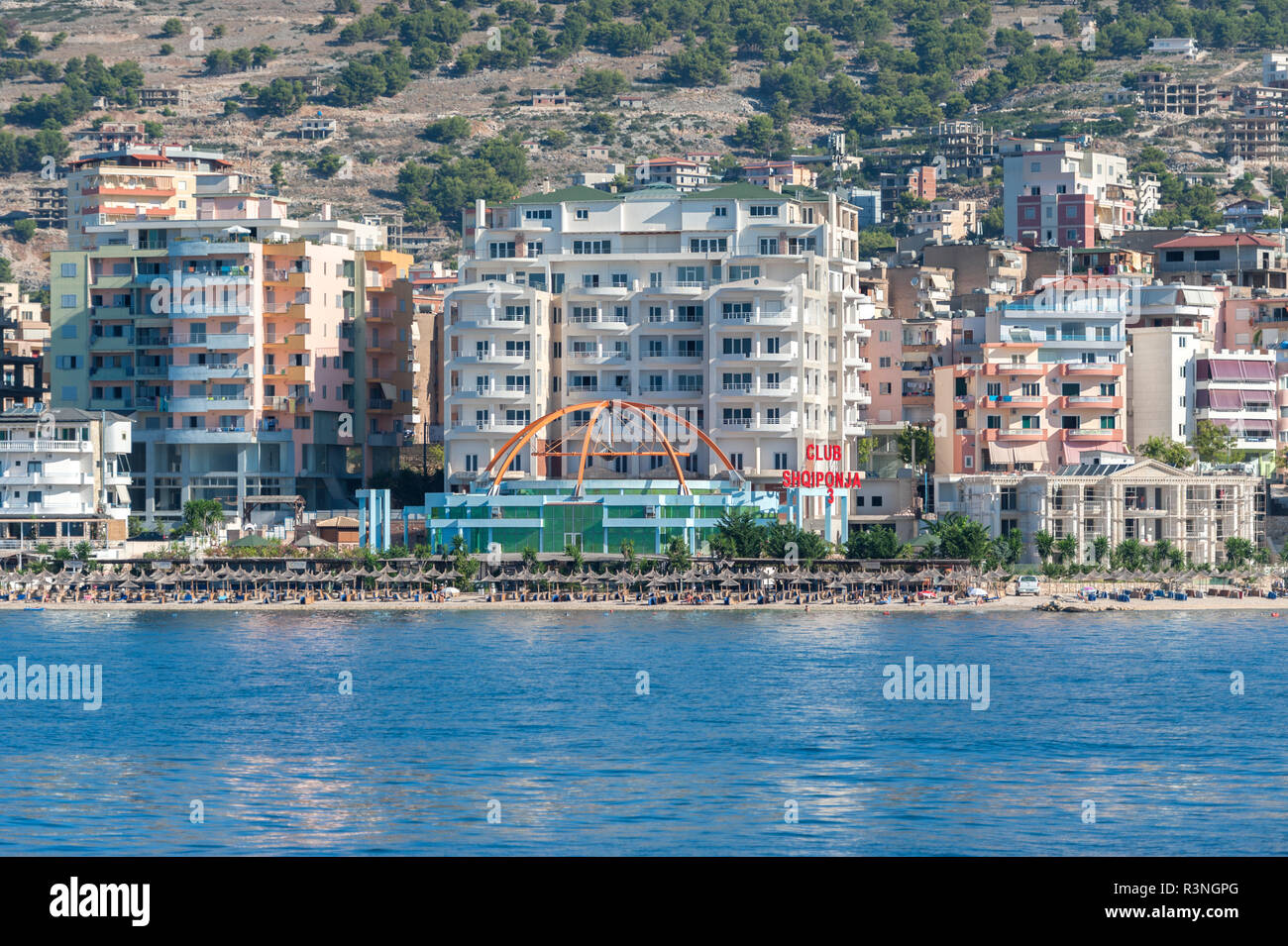 Strand, Saranda, Albanien Stockfoto