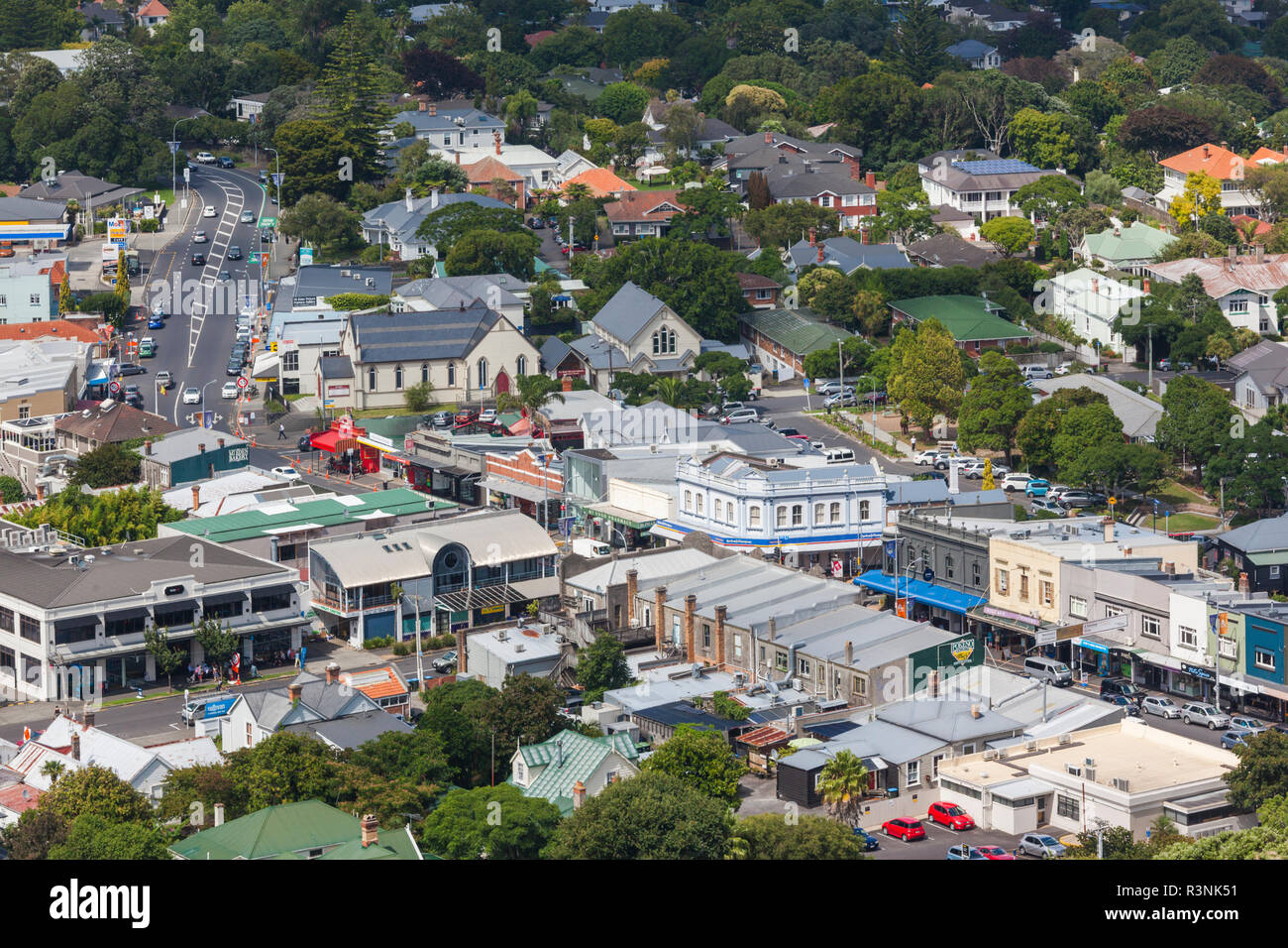 Neuseeland, Nordinsel, Auckland. Erhöhten Blick auf Mt. Eden Straße Stockfoto