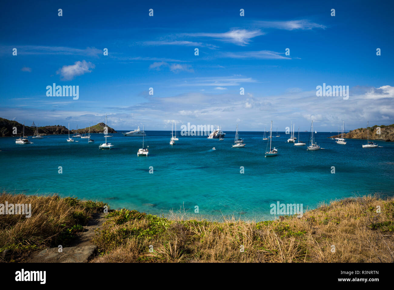 Französische Antillen, St-Barthelemy. Colombier, Anse de Colombier Bucht und Strand Stockfoto