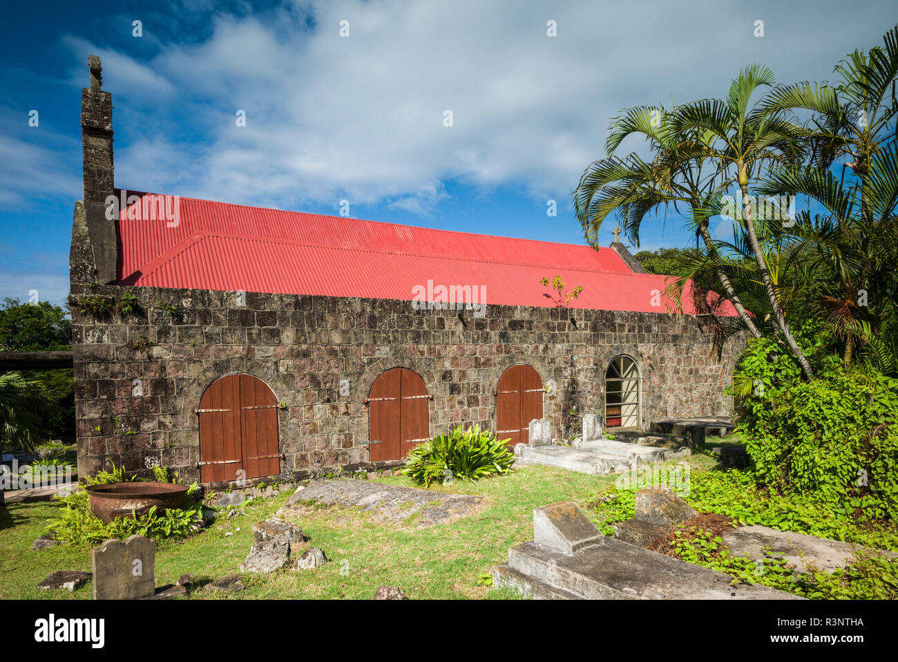 St. Kitts und Nevis, Nevis. St. John's Figtree Kirche Stockfoto