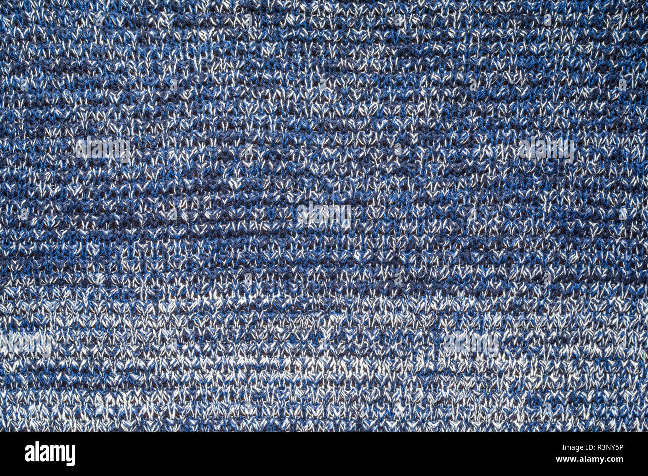 Blau Melange Garn Pullover Textur. Gestrickte Pullover leere Hintergrund Stockfoto