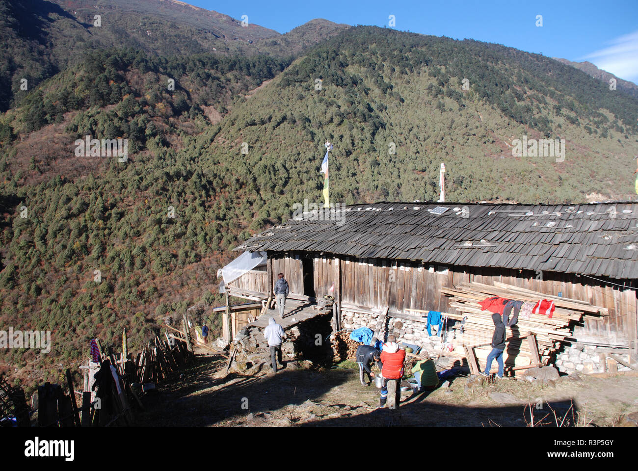 Die Himalaya Dorf Olangchung Gola in Nepa Stockfoto