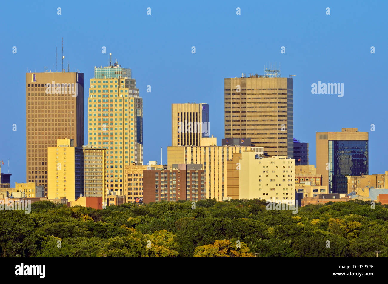 Kanada, Manitoba, Winnipeg. Die Skyline der Stadt. Stockfoto