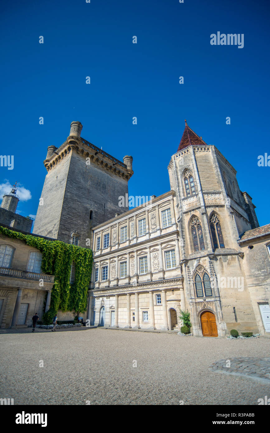 Turm Bermonde, Duke's Chateau, Uzès, Provence, Frankreich Stockfoto