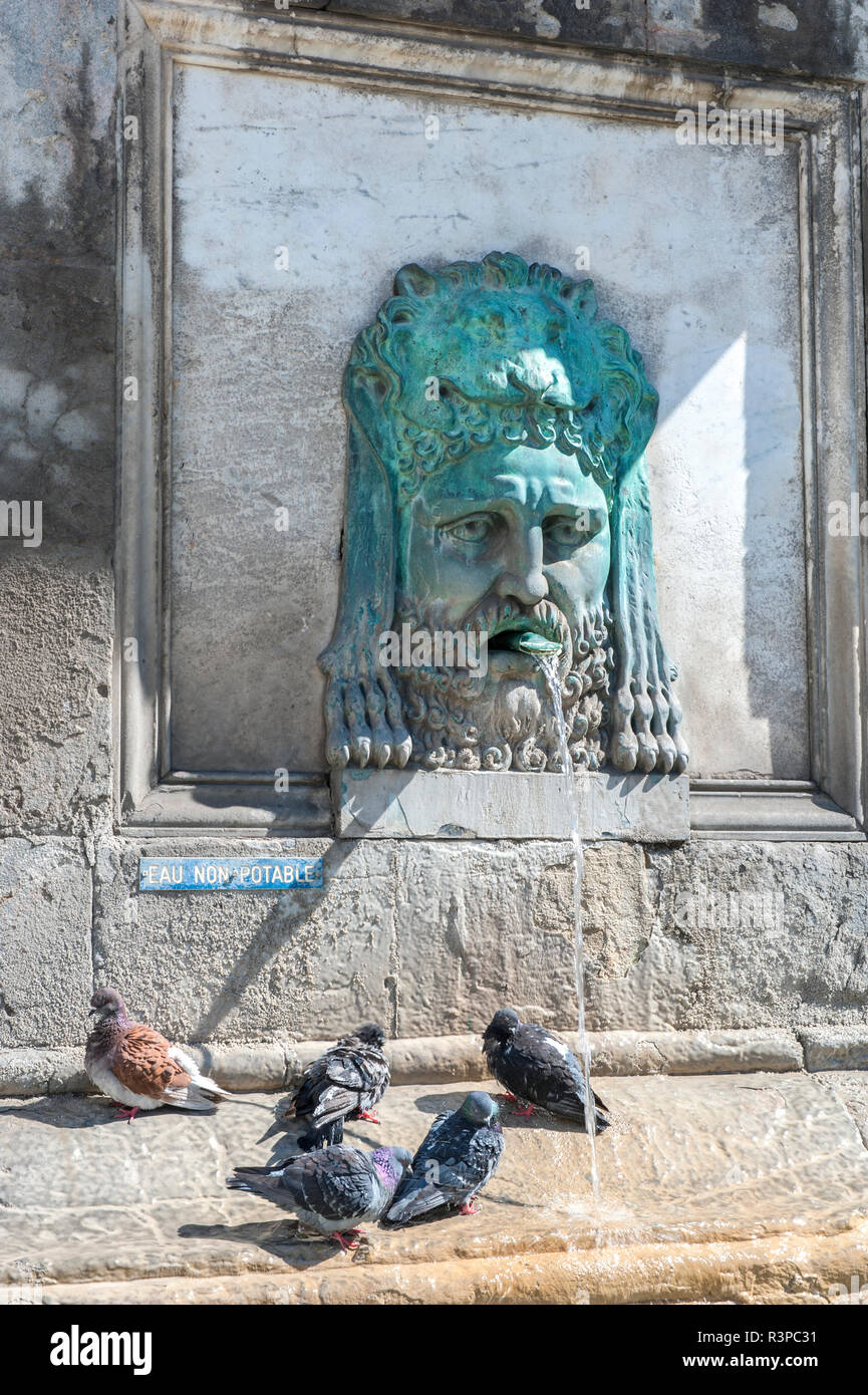 Brunnen in Platz der Republik, Arles, Provence, Frankreich, Europa Stockfoto