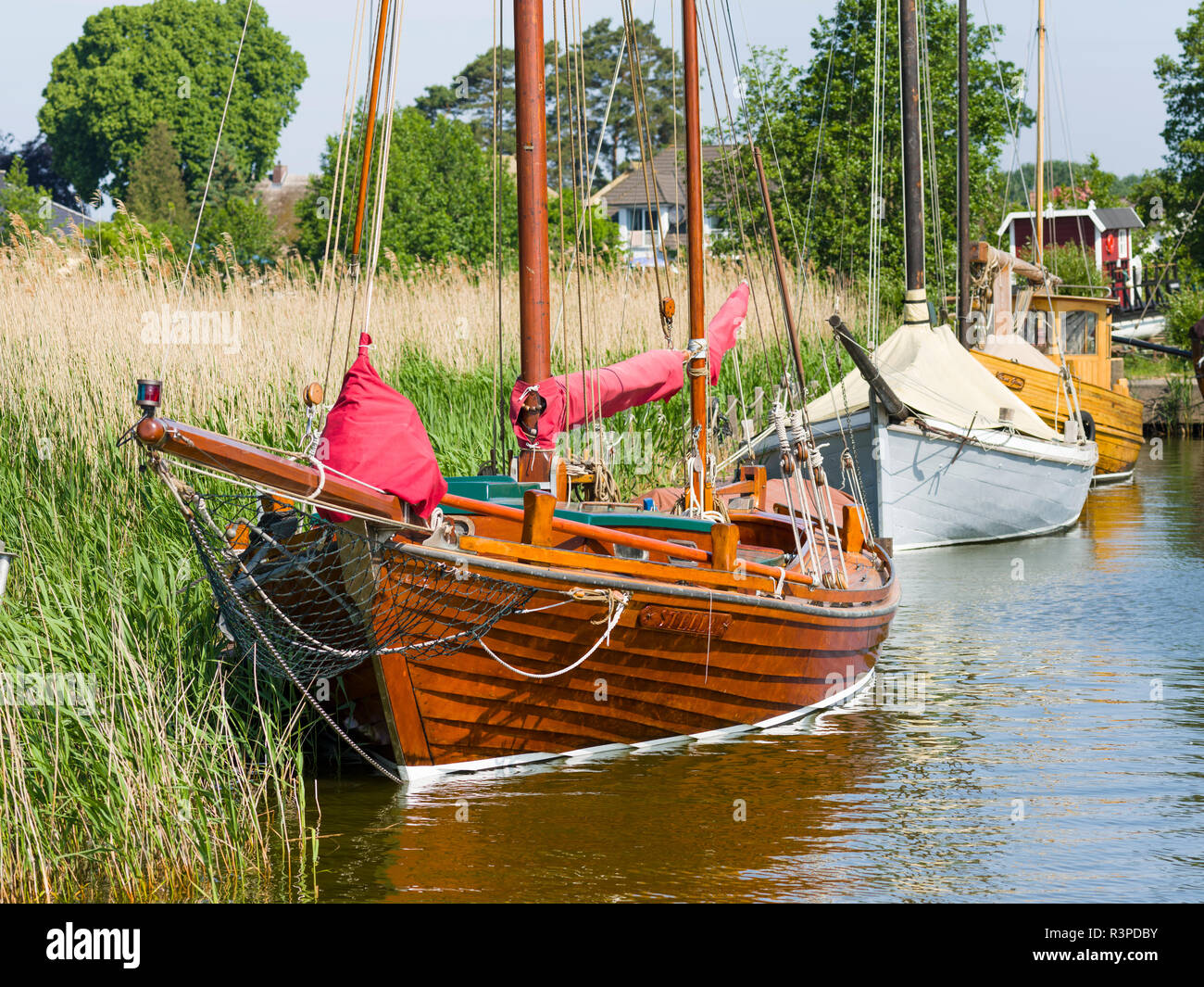 Der alte Hafen von Wieck Am Bodstedter Bodden in der Nähe der Vorpommersche Gebiet. Deutschland Stockfoto