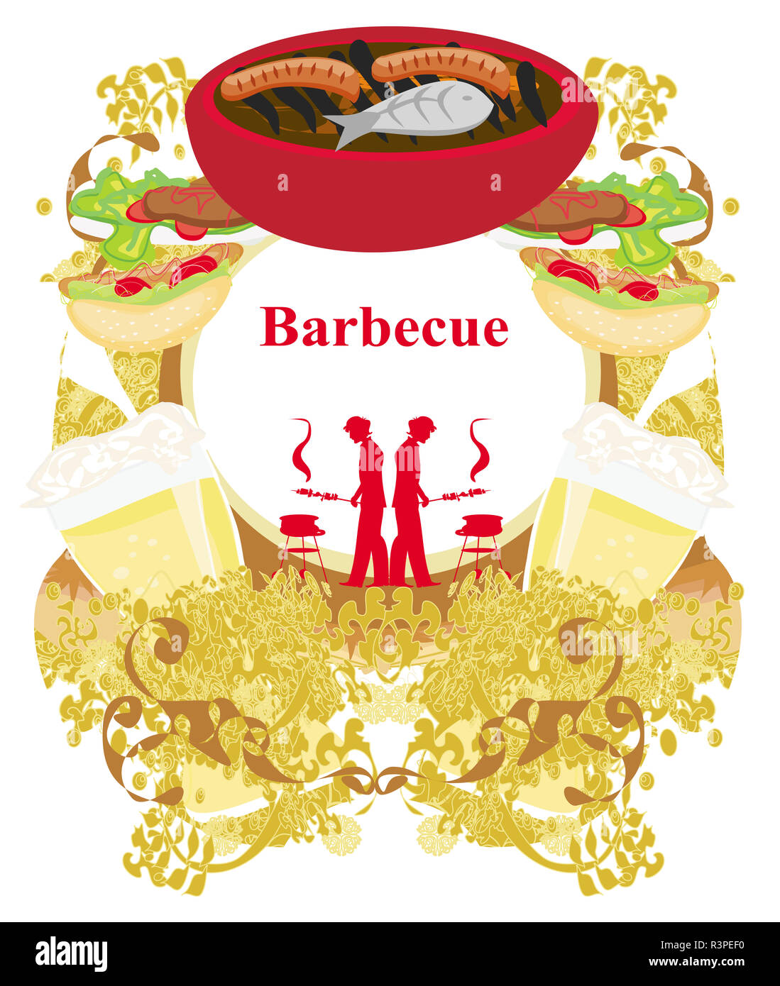 Vintage Grill Party Einladung Stockfoto