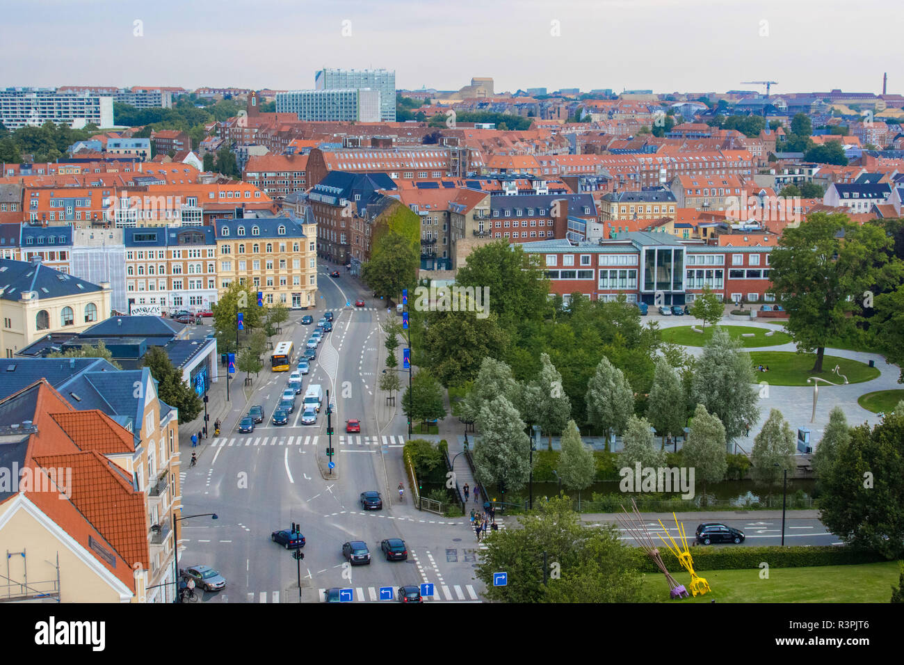 Vom Museum für moderne Kunst, Wohngegend von Aarhus. Stockfoto