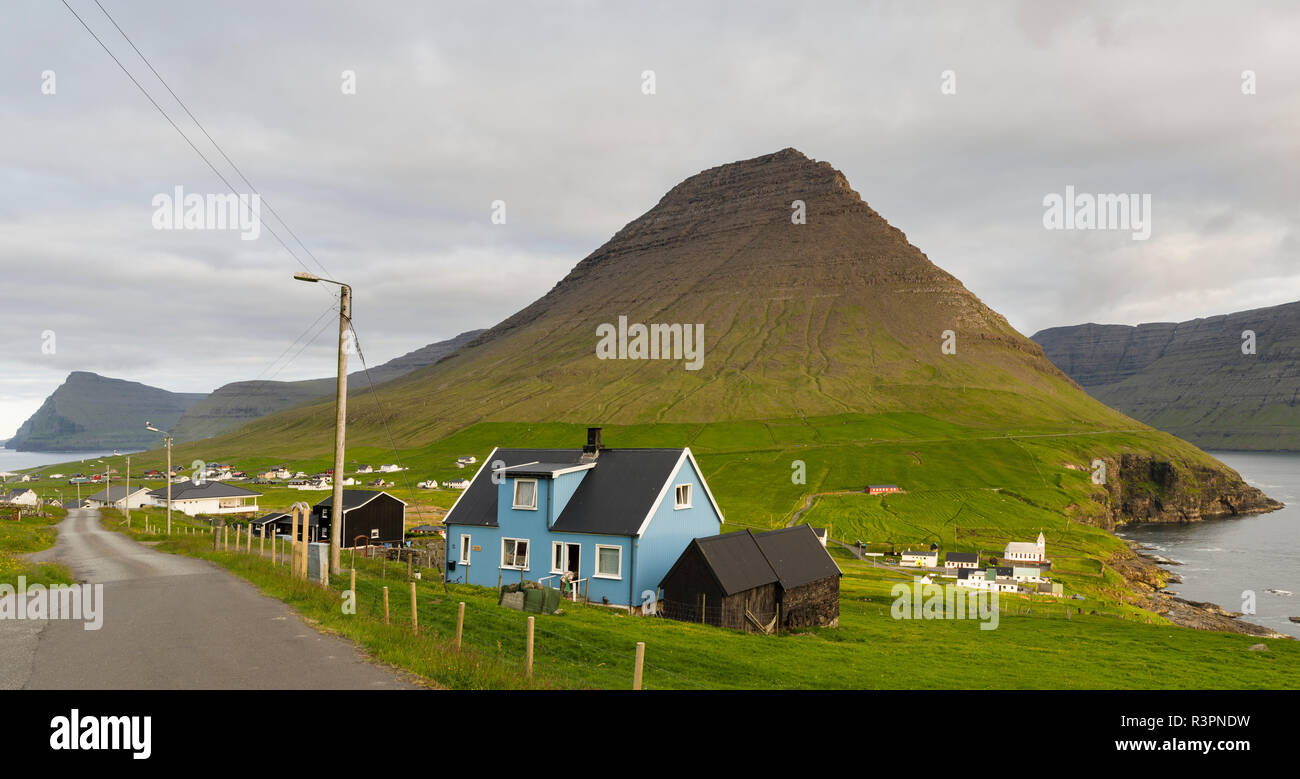 Dorf Vidoy Vidareidi auf der Insel. Färöer, Dänemark Stockfoto