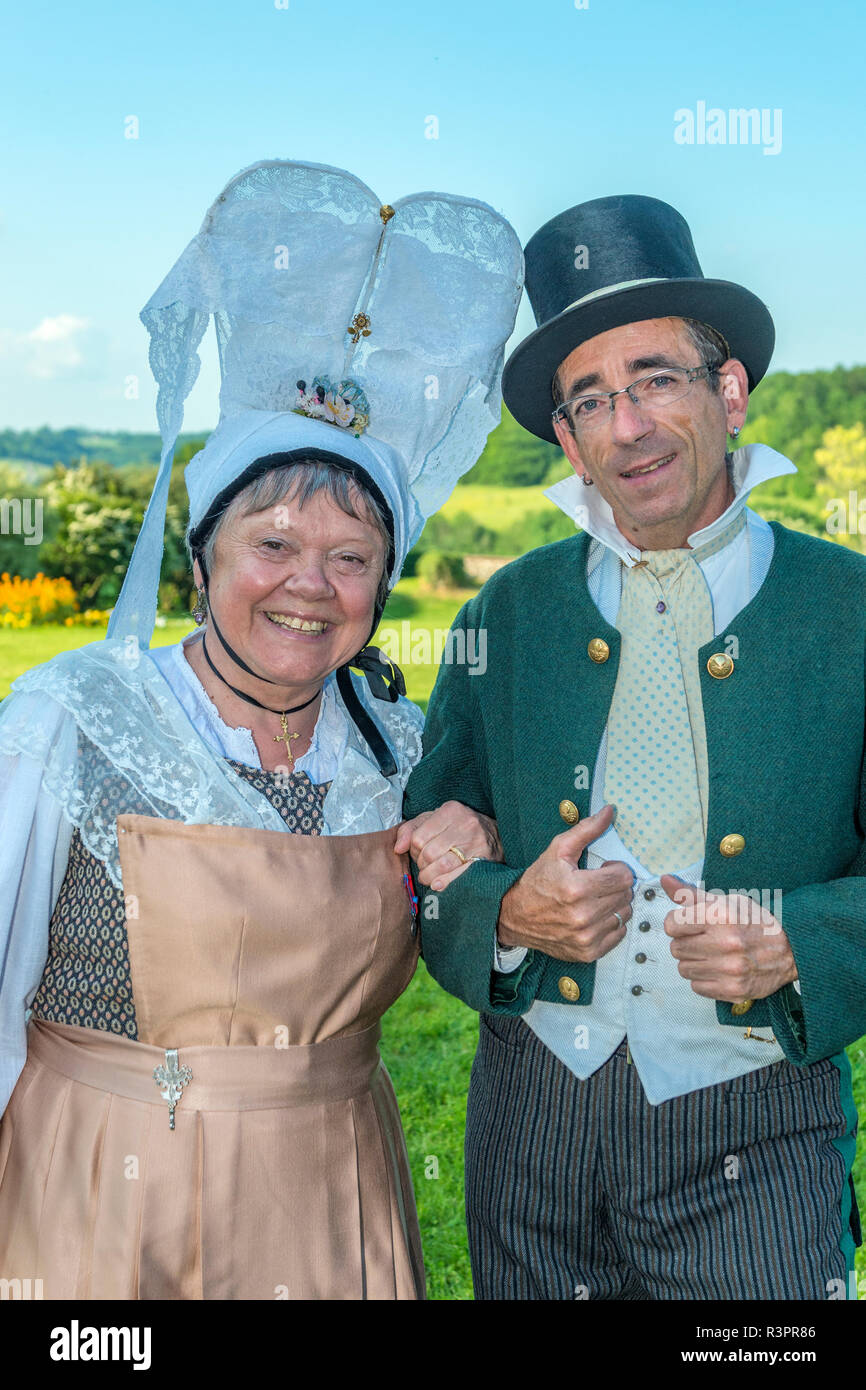 Französische reenactors, Commanderie de Gournay, Vexin Region, Frankreich Stockfoto