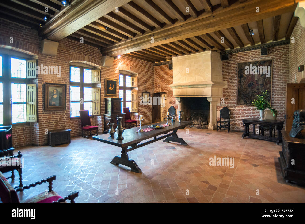 Großartiges Zimmer im Chateau du Clos Luce, Leonardo da Vinci Park, Amboise, Frankreich Stockfoto