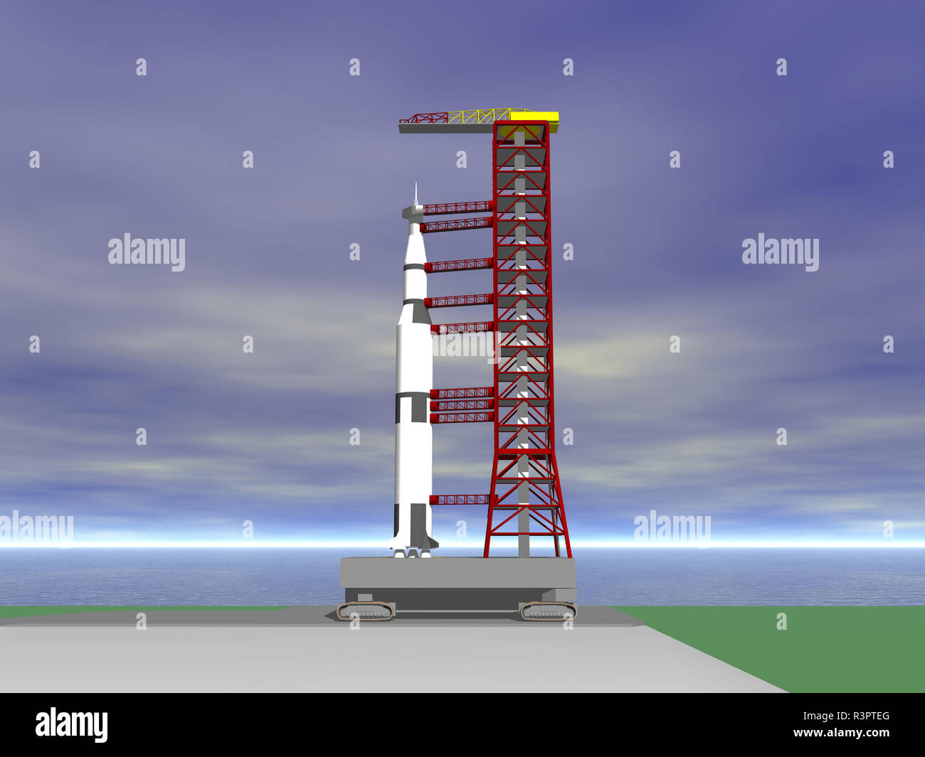 Saturn 5 Rakete auf der Startrampe Stockfoto