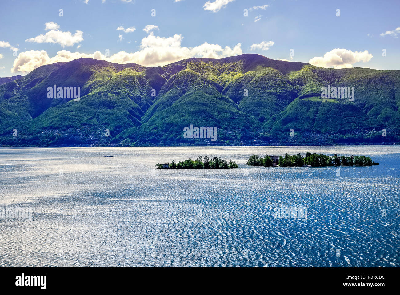 Schweiz, Tessin, Blick auf die Brissago Inseln, Lago Maggiore Stockfoto