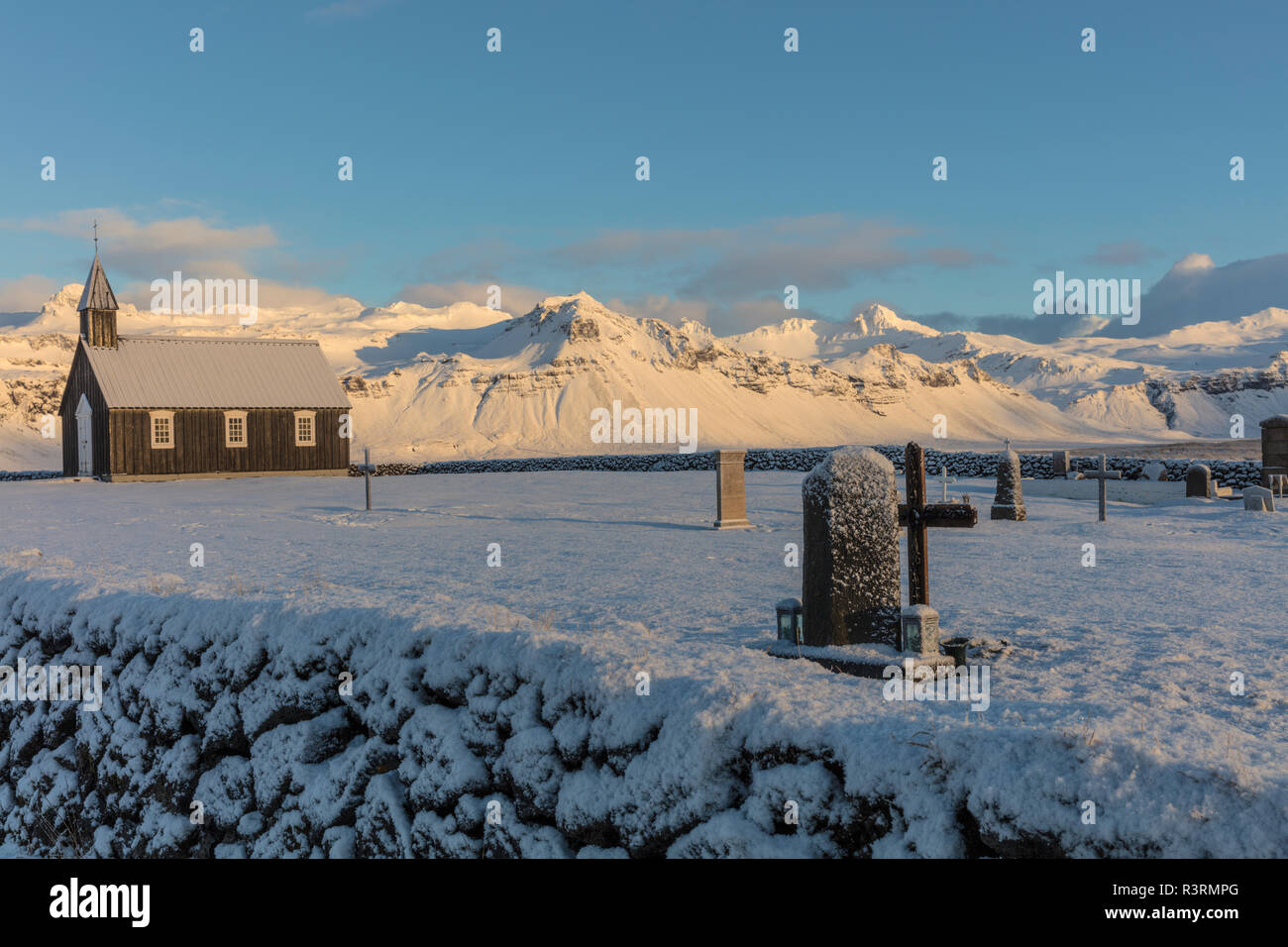 Budir schwarze Kirche auf der Halbinsel Snaefellsnes im Westen Islands Stockfoto