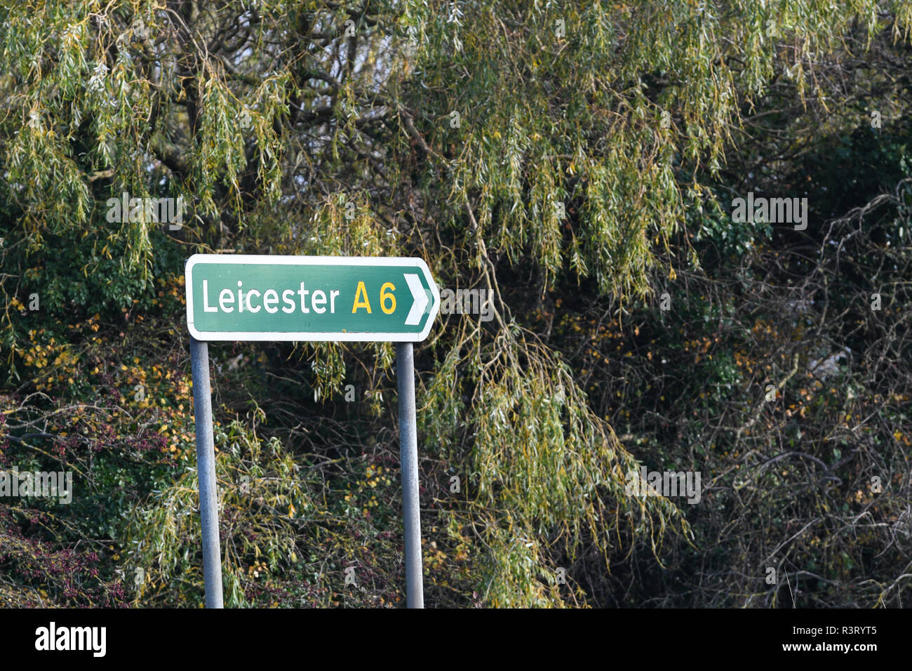 Straßenschild in Leicester Stockfoto