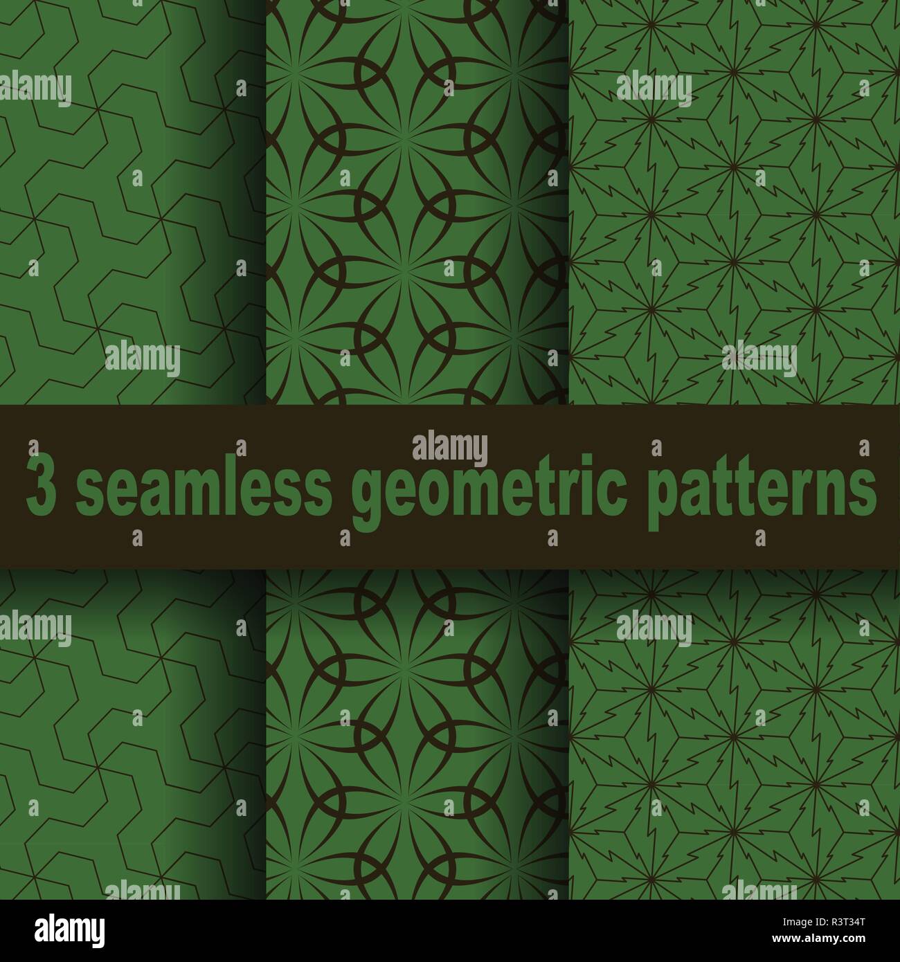 3 Nahtlose geometrische Muster. Stock Vektor