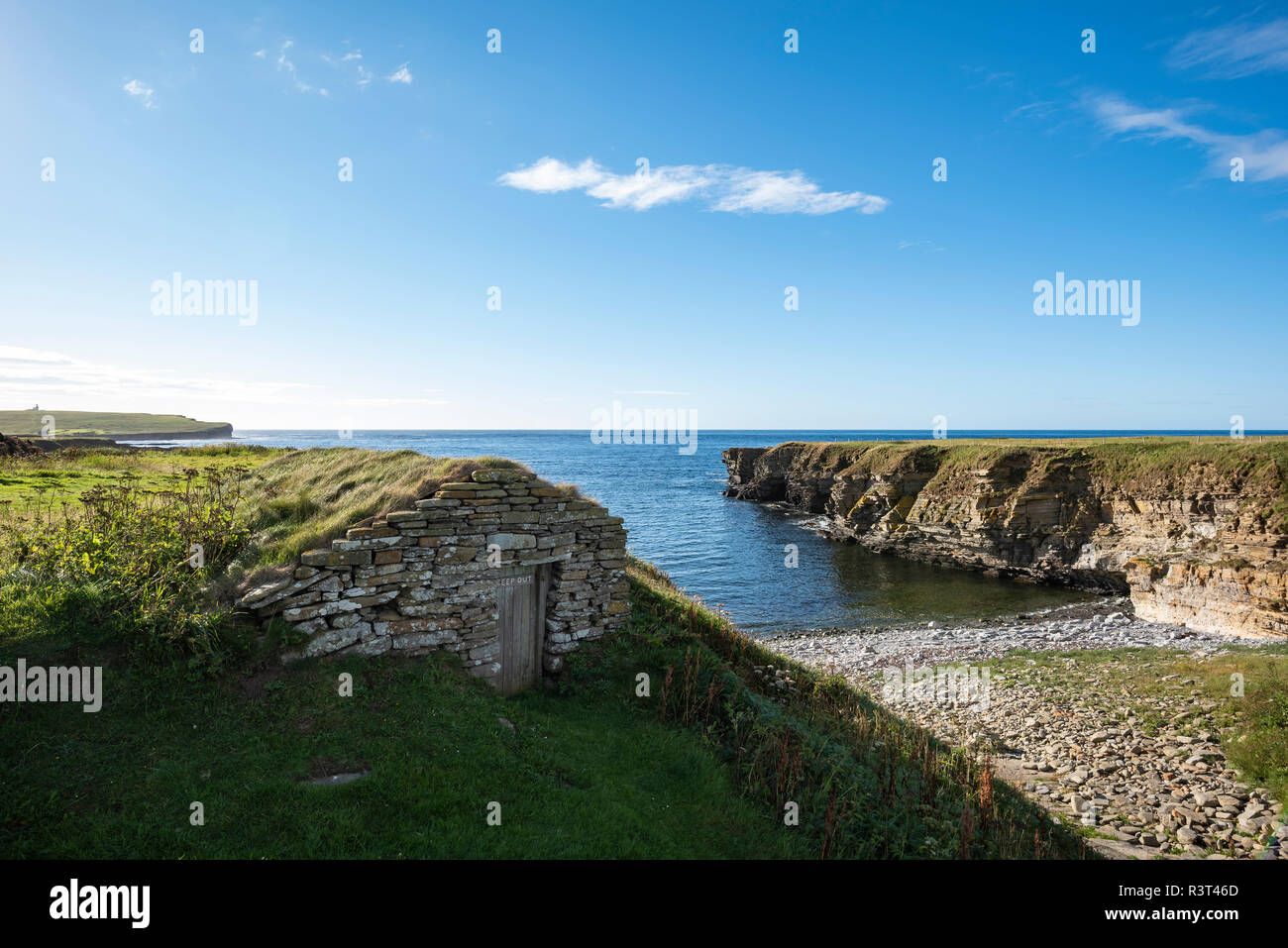 Großbritannien, Schottland, Orkney Islands, Birsay, Wiederaufbau der traditionellen Fischerei Hütte Stockfoto