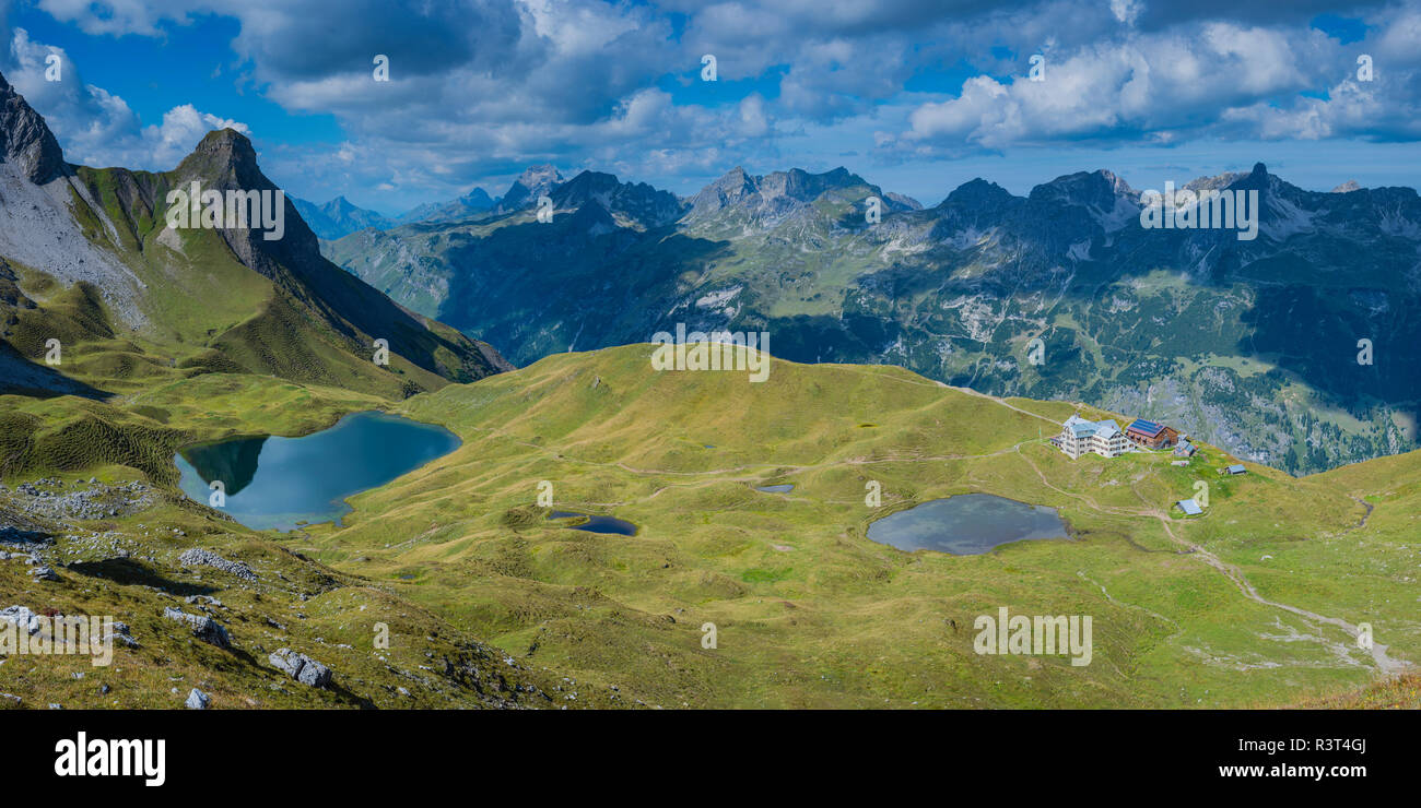 Deutschland, Bayern, Allgäu, Allgäuer Alpen, See Rappensee und kleinen Rappensee, Rappenseehütte, Schafalpenkoepfe Stockfoto