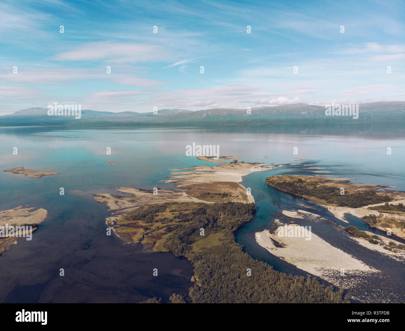 Schweden, Abisko, Luftaufnahme von See Tornetraesk Stockfoto