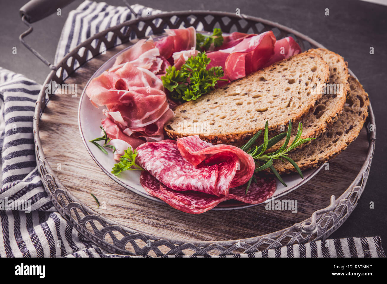 Schinken Brot Prosciutto Crudo Stockfoto
