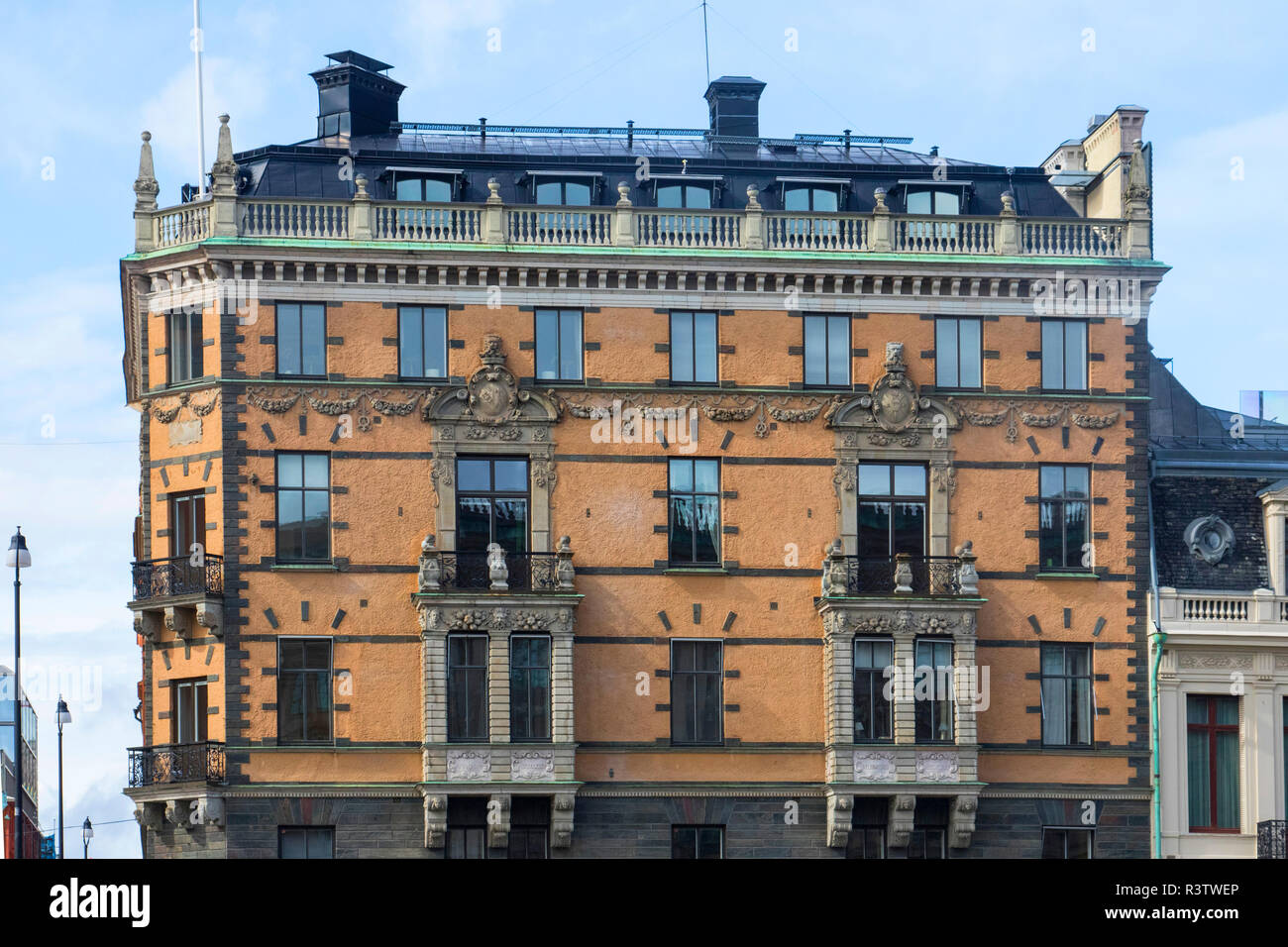 Charmanten architektonischen Wohngebäude in der Stadt Stockholm Stockfoto