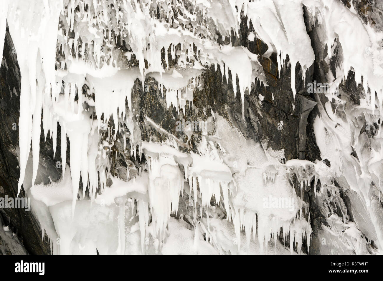 Eisformationen, Tornetrask See, Abisko Nationalpark, Schweden. Stockfoto