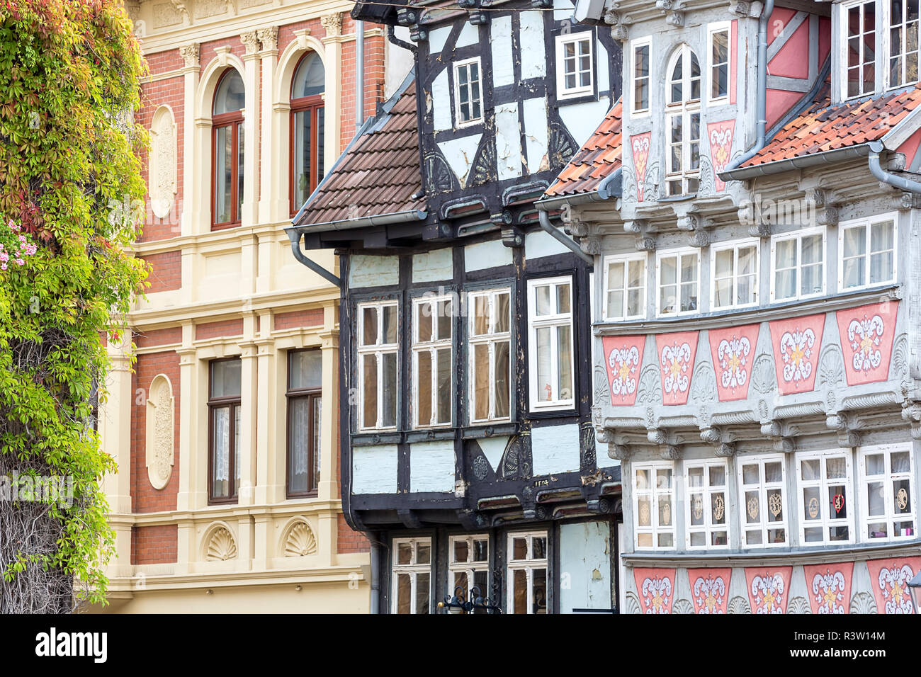 Fachwerk in Quedlinburg, Harz Stockfoto