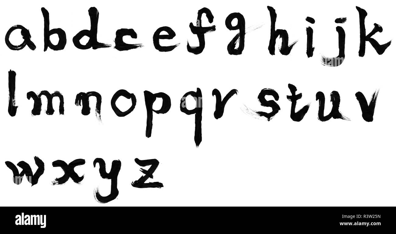 Die Lateinische Schrift Alphabet Englisch Pinsel Text Schreiben Kleinbuchstaben Japan Traditionelle Stockfotografie Alamy