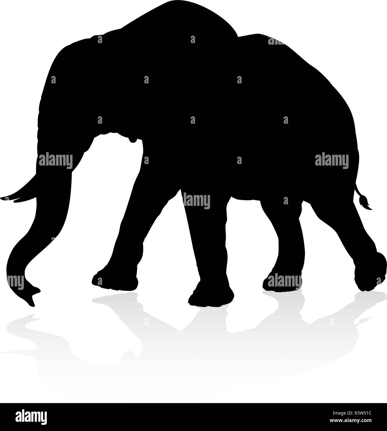 Elephant Safari Animal Silhouette Stock Vektor