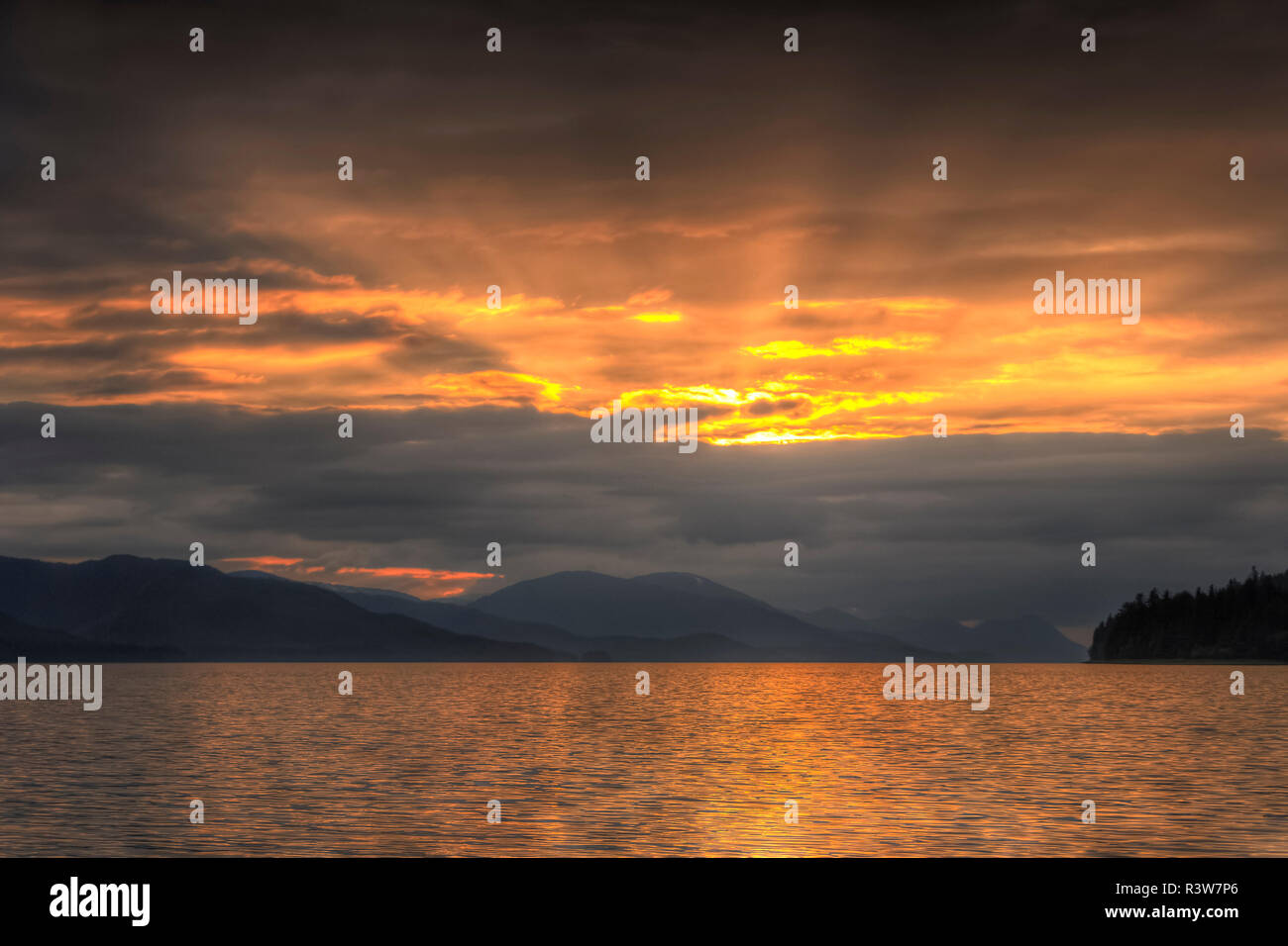 Gott Balken bei Sonnenuntergang, Tenakee Einlass, Inside Passage, Southeast Alaska, USA Stockfoto
