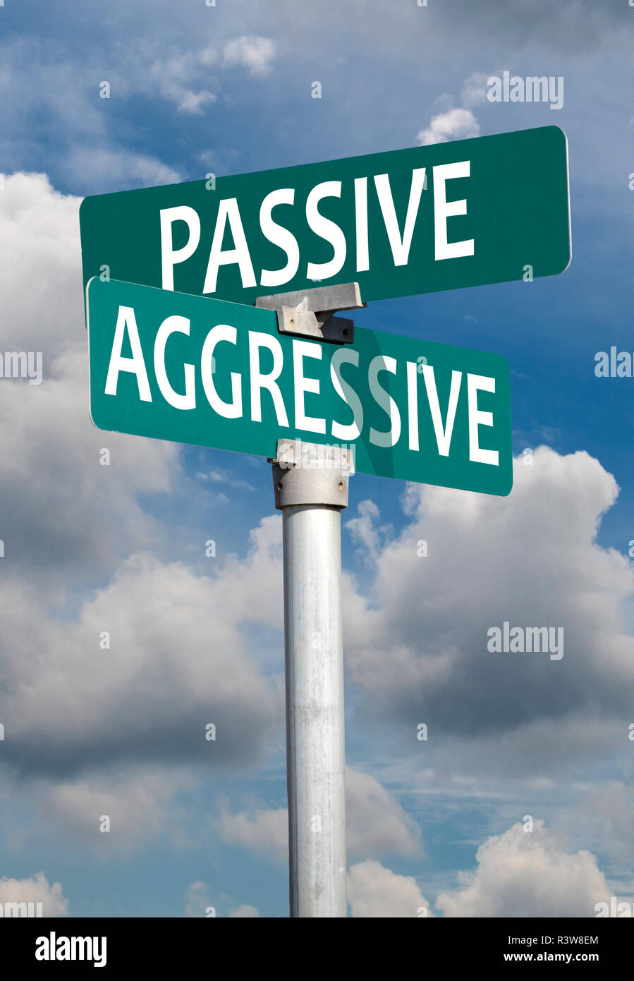Passive aggressive Zeichen Stockfoto