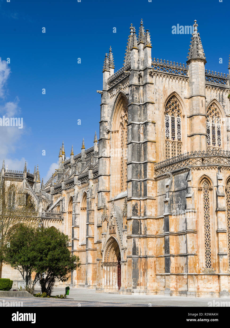 Das Kloster von Batalha, Mosteiro de Santa Maria da Vitoria (UNESCO-Weltkulturerbe). Touristische Attraktion nördlich von Lissabon, Portugal. Stockfoto