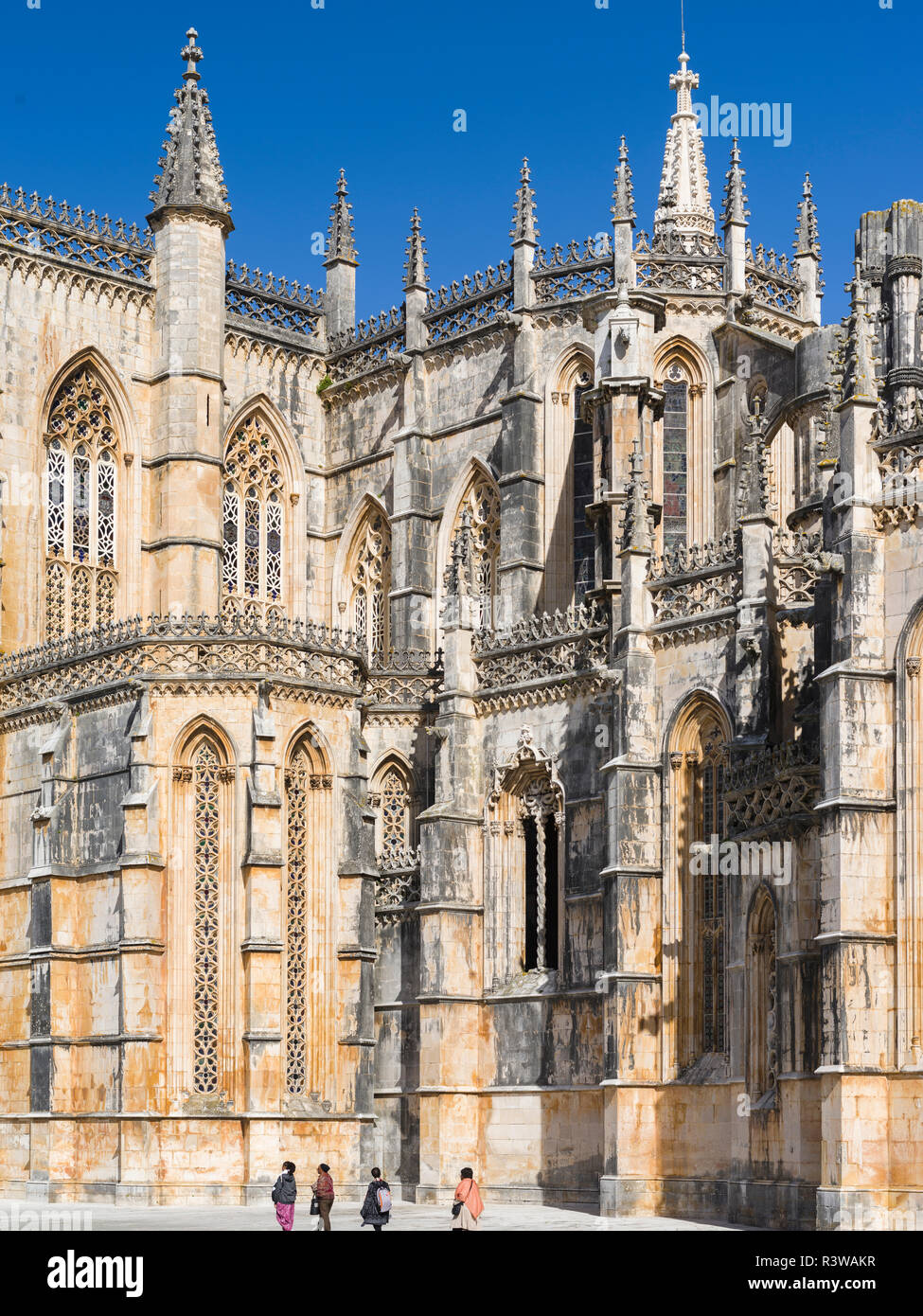 Das Kloster von Batalha, Mosteiro de Santa Maria da Vitoria (UNESCO-Weltkulturerbe). Touristische Attraktion nördlich von Lissabon, Portugal. Stockfoto