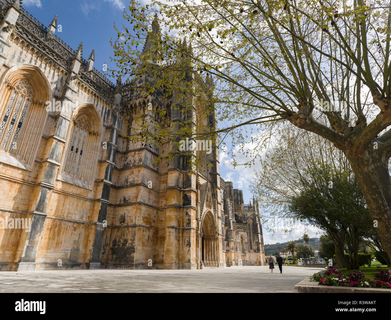 Das Kloster von Batalha, Mosteiro de Santa Maria da Vitoria (UNESCO-Weltkulturerbe). Touristische Attraktion nördlich von Lissabon, Portugal. Stockfoto